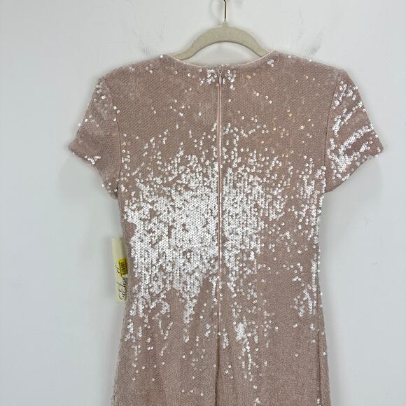 Eliza J Sequin Dress Asymmetric Ruffle Hem Blush Pastel Pink Party US 2 NWT - Picture 9 of 12